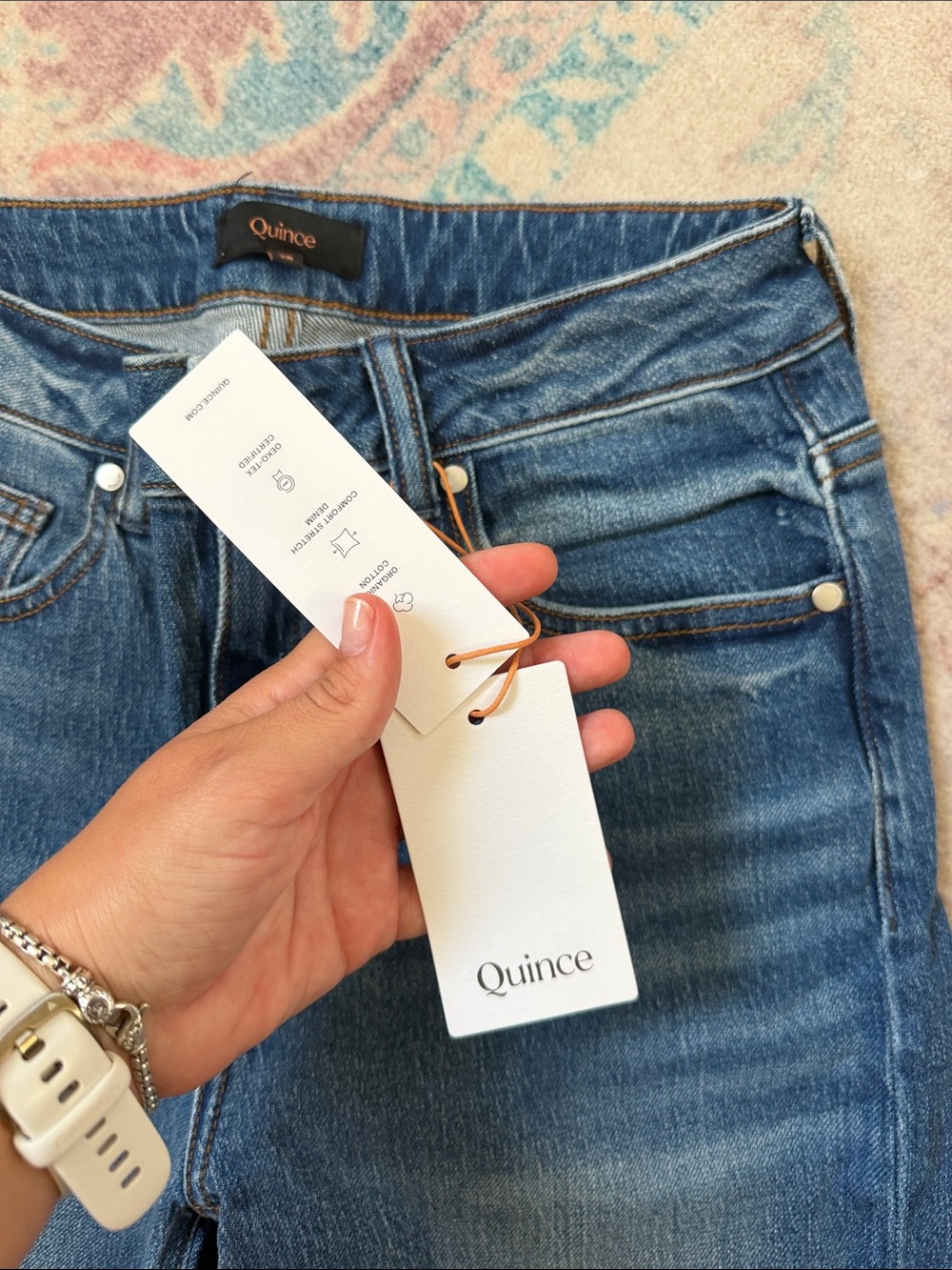 Quince Medium Blue Wide-Leg Flare Jeans - Picture 2 of 3